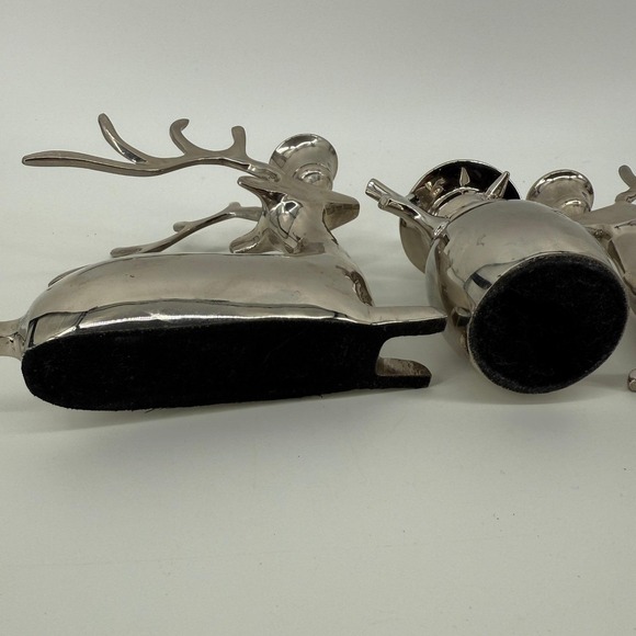 Set of 3 Silver Metal Reindeer & Snowman Candle Holders Modern Christmas Decor - Picture 6 of 13